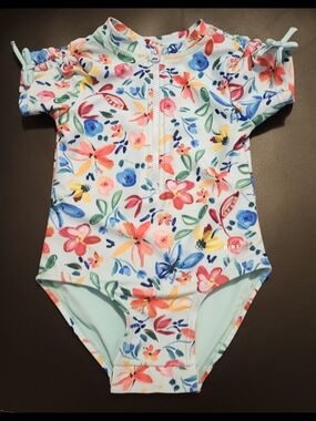 NWOT Ripzone Floral Zip-Front Girls One-Piece Swimsuit 6-12 Months BEAUTIFUL!